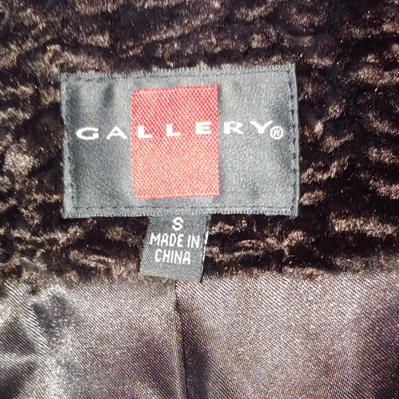 Gallery Faux Fur Lined Notched Collar Coat Size S Espresso Brown - Picture 3 of 7